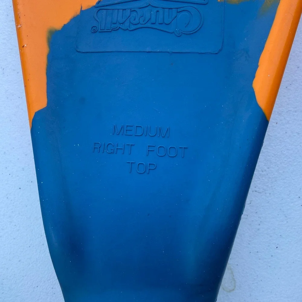Churchill Makapuu Floating Swimfins Blue Orange Medium Bodyboard Fins with Bag